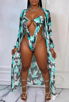 Cut-Out-Print Monokini Cardigan 2-teiliges Set Karneval J'ouvert Montag Mode Bademode Private Label Großhandel Miami Trinidad