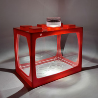 Petit aquarium de bureau créatif, micro-paysage écologique, rectangle en acrylique, mini aquarium tropical, lumière LED, ultra silencieux
