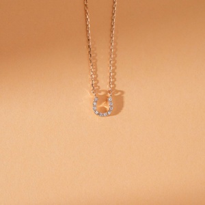 Nouveautés : Collier Pendentif Fer à Cheval en Argent Plaqué Or 14 carats avec Zircon Cubique Brillant, Bijoux de Mode Exquis pour Femme - Product Image 6