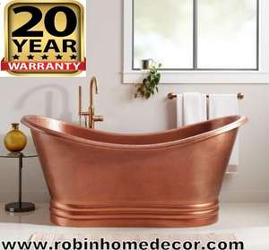 Baignoire en cuivre antique à 100% hautement durable et antirouille avec support Installation autoportante Décoration de salle de bain Vente Inde - Product Image 2