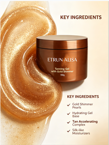 ETRUN ALISA Private Label Gel de bronceado intensivo Sunbed Loción de bronceado para bronceado natural sin arrugas con brillo dorado - Product Image 2