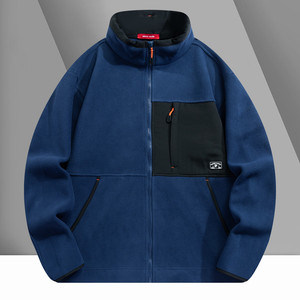 Veste de rue en micropolaire pour hommes, confortable, souple, col montant, fermeture à glissière, 400g, automne hiver - Product Image 3