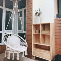 Chaise suspendue en rotin macramé, balançoire 1 pièce, style Boho, facile à transporter, pour intérieur ou extérieur, Patio, véranda, jardin, balcon