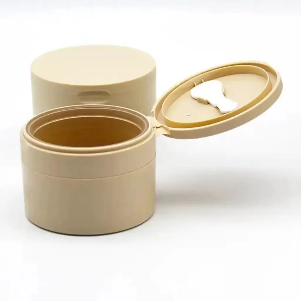 Pot de crème en plastique PP blanc cosmétique rond à double paroi personnalisé Pots en plastique ronds de 100g avec cuillère