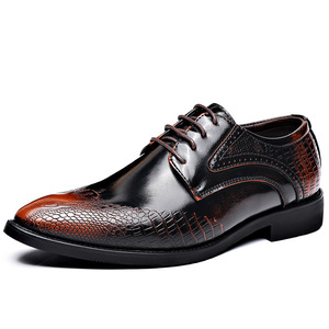 Chaussures habillées pour hommes, bout pointu, à lacets, en cuir véritable, pour le bureau, toutes saisons, semelle extérieure en caoutchouc EVA - Product Image 5