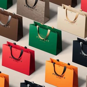 <span class=keywords><strong>Sac</strong></span> cadeau en papier de luxe imprimé sur mesure avec poignée en ruban de satin <span class=keywords><strong>noir</strong></span>, emballage de luxe pour cosmétiques - Product Image 2