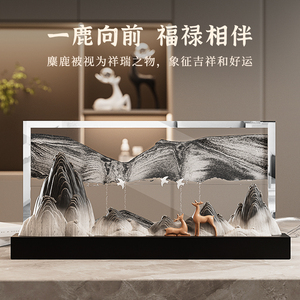 Ornement de table en sable doré avec cerf, art dynamique, pour salon, bureau, cadeau de luxe - Product Image 1