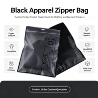 Sac à fermeture éclair givré personnalisé à faible MOQ avec logo, pochette en plastique refermable avec trou de suspension pour l'emballage de vêtements, t-shirts et articles vestimentaires