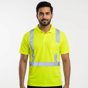 T-shirts réfléchissants de haute qualité pour hommes, demi-manches, pour chemises polo, travailleurs du bâtiment, vêtements de sécurité, impression OEM - Product Image 1