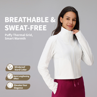 Veste polaire coupe ajustée grande taille pour femme, coupe-vent, respirante, légère, thermique, pour le yoga, col montant, automne