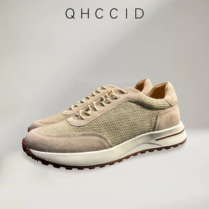 Zapatos Deportivos Casuales para Hombre, Color Beige, Malla Transpirable, Punta Redonda, Cierre con Cordones, Entresuela de EVA, Suela de Goma, para Todas las Temporadas - Product Image 2