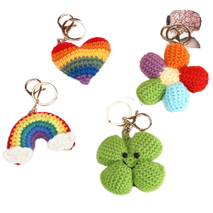 <b>Cute</b> Yarn Wool Knitted Crochet Soft Amigurumi <b>Doll</b> Light Keychain Handmade Rainbow Milk Tea Cup Bag Charm Earth Day Embossing - Product Image 1