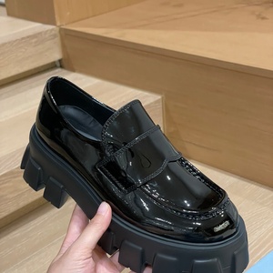 Zapatos de Cuero Genuino con Suela Gruesa, Mocasines con Punta Abierta que Aumentan la Altura, Estilo 2026, Clásicos Británicos Escolares Negros - Product Image 4