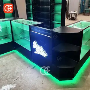 Smoke Shop Display Cases Smoke Shops Supplies Tobacco Showcase Led Glass Shelf Cabinet Display Case Lights Hookah Shop