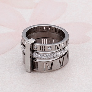 Nouvelles tendances, bijoux en acier inoxydable 316L, bague de <span class=keywords><strong>mariage</strong></span> en acier inoxydable avec chiffres romains pour femmes et hommes - Product Image 3