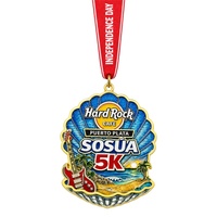 Médaille sportive personnalisée en alliage de zinc moulé sous pression, forme coquillage, plaqué or, avec logo personnalisé, pour événements 5K et musique de plage, directement de l'usine OEM/ODM
