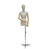 Mannequin Torse Féminin Moderne Réglable, Forme de Robe Colorée, Mannequin Demi-Corps Recouvert de Tissu avec Support Métallique pour Présentation de Vêtements