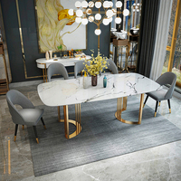 Meubles de salle à manger, table à manger en marbre, ensemble de table à manger moderne, 4, 6 ou 8 chaises, table à manger en pierre frittée pour restaurant, en vente