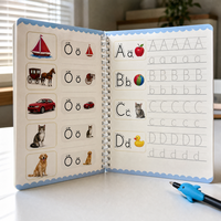 Cuaderno de Práctica de Escritura Personalizado Sank Magic 3D con Alfabeto en Inglés, Cuaderno de Caligrafía con Ranuras y Bolígrafos de Tinta que Desaparecen