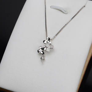 Pendentif en argent S925 en forme de trèfle à trois feuilles, personnalisable, pour bijoux en perles, plateau vide pour accessoires de tête féminins, charmes féminins - Product Image 5