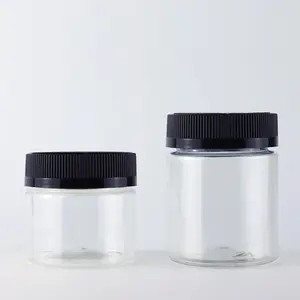 Tarro personalizado de 45ml, 60ml, 75ml, 100ml, 120ml, 150ml, 220ml, CBD, plástico PET, tapa de rosca de seguridad a prueba de niños, crema en polvo, tapa DR