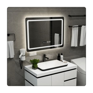 Miroir mural de salle de bain étanche à LED intelligent, idéal pour hôtels, avec cadre en surface solide, miroir décoratif - Grande Vente - Product Image 6