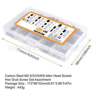 520Pcs Black Hex <b>Socket</b> Set Screws M2 To M12 Carbon Steel Industrial Grade High Strength DIN916 Machine Screws With Allen Keys - Product Image 4
