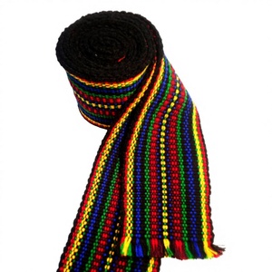 Cinturón Artesanal Multicolor de Estilo Folclórico, Cinturón Tejido Ancho Étnico Ucraniano Hutsul Cossack, Unisex, Estilo Tradicional Eslavo - Product Image 1