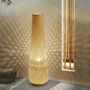Wabi Sabi Houten Vloerlamp Japan Stijl Vloerlamp Rieten Tribune Licht Voor Theehuis Slaapkamer Hoek Restaurant Verlichting - Product Image 2