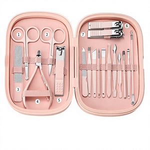 Kit de manucure et pédicure en acier inoxydable 18 pièces, ensemble de soins des ongles avec étui en cuir PU, outils de toilettage portables - Product Image 4