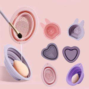 Portable Foldable <b>Silicone</b> Makeup Brush Cleaner Bowl Reusable Cleaning Drying <b>Tool</b> for Beauty Sponge Egg Powder Puff Cosmetic - Product Image 1