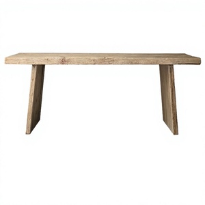 Antique Recycled Elm Wood Thick Slab Top <b>Foldable</b> Dining <b>Table</b> for Famhouse and Villas Vintage Style <b>Wooden</b> Dining <b>Table</b> - Product Image 3