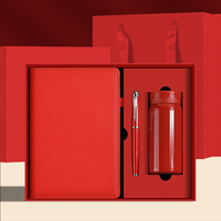 VIP-Geschenk Maßgefertigte Luxus-Box Tagebuch-Planer Dunkelblaues PU-Leder Notizbuch A5 Notizblock mit Stiften Notizbuch und Flasche