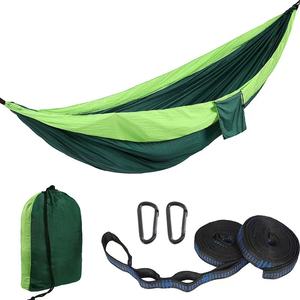 Hamac de camping double anti-retournement en nylon parachute imperméable, portable, avec sangles <span class=keywords><strong>d</strong></span>'arbre et mousquetons pour l'extérieur - Product Image 1