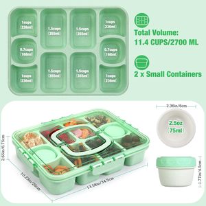 Rơm lúa mì snackle hộp <span class=keywords><strong>container</strong></span> lớn 10 ngăn chia phục vụ khay với nắp và xử lý được xây dựng trong <span class=keywords><strong>Container</strong></span> - Product Image 2
