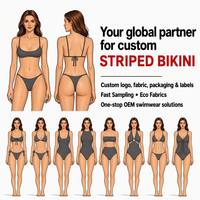 Ensemble de bikini froncé sur le devant, bretelles fines, coupe haute, style cheeky, deux pièces, extensible, respectueux de l'environnement, OEM, par le fabricant