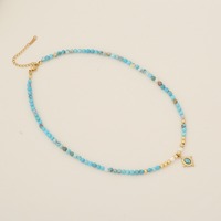 Dainty Améthyste Pierre Collier Naturel Vert Aventurine Bleu Turquoise Collier de Perles Shell Perles Charme Perle Bijoux pour Femmes