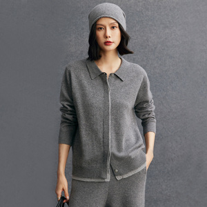 Cárdigan con Cuello Polo para <span class=keywords><strong>Mujer</strong></span>, Mezcla de Lana de Cachemira Suave, Informal para Otoño e Invierno, Top de Oficina - Product Image 1