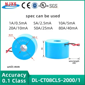 Transformador de Corriente Miniatura NJXSE DL-CT08CL5-2000/1 con Cable, Bobina Toroidal, Sensor de Corriente CA 5A/2.5mA 50A/25mA 60A - Product Image 2