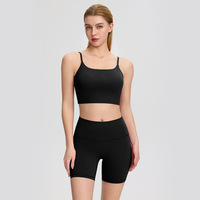 Ensemble de sport deux pièces pour femme : débardeur dos nu et short taille haute avec coussinets intégrés, extensible dans quatre directions, écologique et à séchage rapide