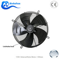 Ventilateur axial industriel 450 mm 110 V CA à pales en acier, roulement à billes, IP44, ventilateur à rotor externe pour refroidissement de machines CNC et d'ateliers
