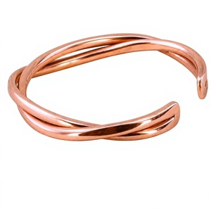 Open Cuff Solid Copper Bracelet With Intertwined Crossover Design Exquisite Design Promotional <b>Novelty</b> <b>Gift</b> - Product Image 1