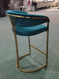 Chaise haute <span class=keywords><strong>de</strong></span> <span class=keywords><strong>bar</strong></span> très vendue, en acier inoxydable doré, avec revêtement en velours, pour hôtel et maison - Product Image 6