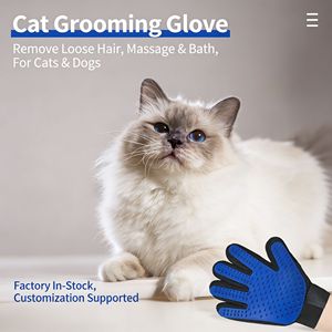 Guante de aseo para mascotas, guante de masaje de 5 dedos, guante removedor de pelo para mascotas, cepillo de baño para gatos y herramienta de masaje para la limpieza de mascotas - Product Image 2