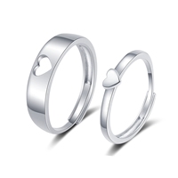 RFJEWEL Bagues de couple à cœur creux minimalistes, bagues de promesse/fiançailles assorties pour femmes et hommes, coffret cadeau en alliage