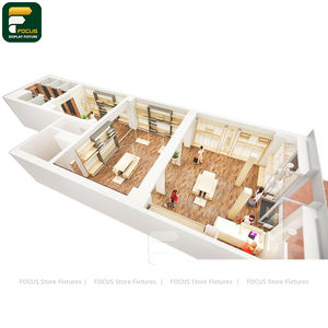 Présentoir de Luxe pour Vêtements : Meuble Îlot avec Armoire Suspendue et Zone de Présentation Centrale à Bords en Verre - Product Image 6