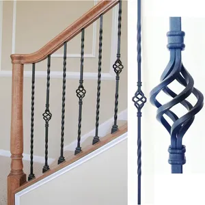 OUYA Indoor Hollow Tubular and Solid Steel Stair Decorative Metal Single Basket Balusters