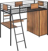 Lit superposé double en métal pour étudiants, chambre d'étudiant, dortoir, avec table d'étude et bureau pour adultes