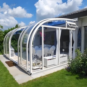 Véranda pliante à structure en aluminium, style <span class=keywords><strong>coulissant</strong></span>, design européen, double vitrage trempé Low-E, toit en arc, anti-corrosion, haute résistance - Product Image 2