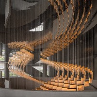 Lustre en verre LED acrylique moderne personnalisé pour hôtel, villa, salle de banquet et escalier, lumière blanc chaud, télécommande